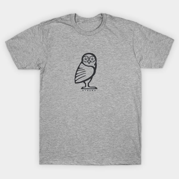 Athena owl. Design for ancient Greece fans in dark ink T-Shirt by croquis design